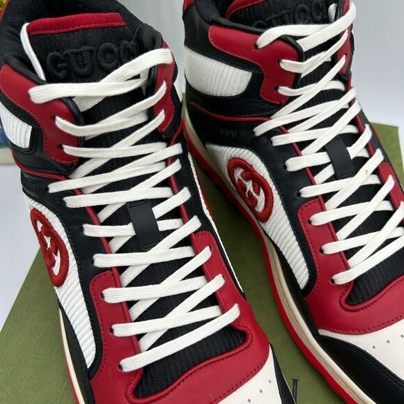 Men’s Gucci Mac 80 leather high top sneaker size 12.5 made in Italy - Picture 3 of 12